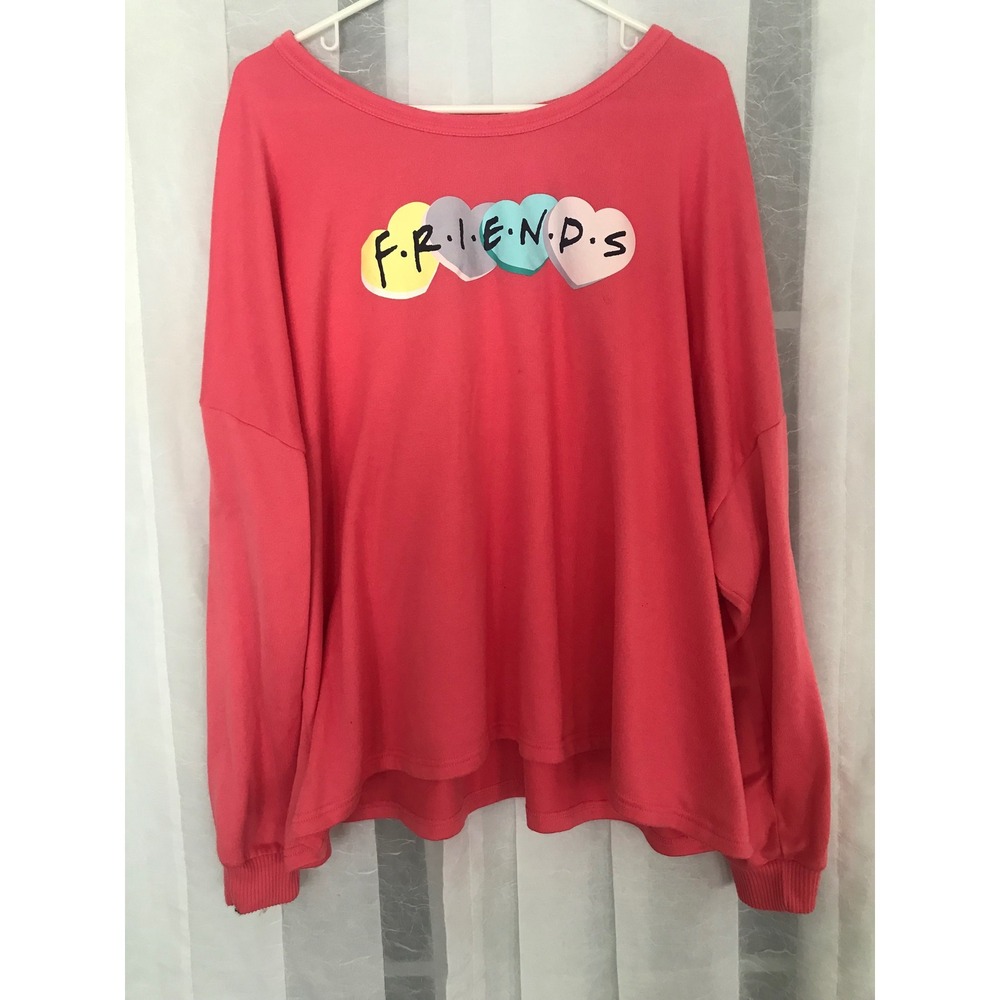 Friends‎ TV Show Pink Heart Graphic Sweatshirt Plus Size 3X Long Sleeve Pullover